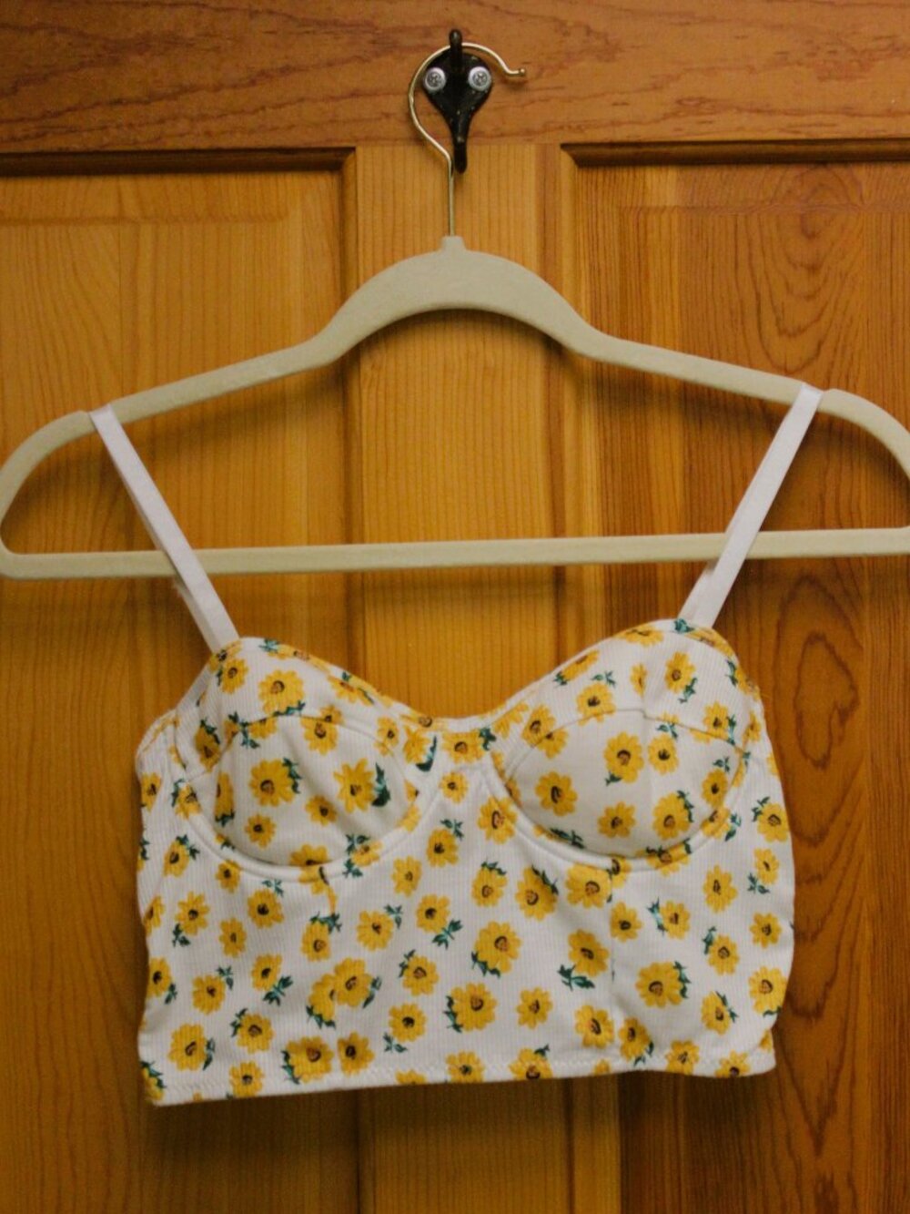 Cropped Tank Top Corset Style Top Sunflowers
